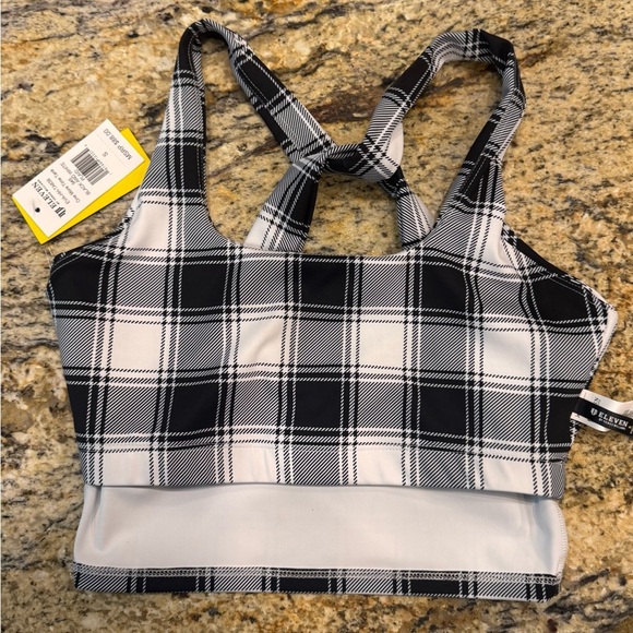 ELEVEN by Venus Williams NWT Black & White Plaid Sports Bra Print Size Small - Picture 5 of 10